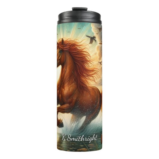 Majestic Horse Galloping Water Sunlight Thermosbeker (Voorkant)