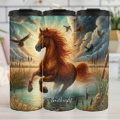 Majestic Horse Galloping Water Sunlight Thermosbeker