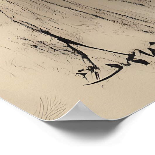 Majestic Horse Galoping in Natuur - Monochrome Poster (Hoek)