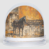 Majestic Horse in Abstract Sunset Sneeuwbol (Voorkant)