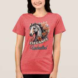 Majestic Horse in Bloom: Artistic Tattoo Design Tri-Blend Shirt
