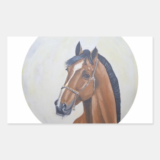 Majestic Horse Portrait T-Shirt Rechthoekige Sticker (Voorkant)