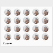 Majestic Horse Portrait T-Shirt Ronde Sticker (Vel)