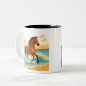 Majestic Horse Rising from the Sea Power and Free Tweekleurige Koffiemok (Voorkant links)