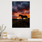 Majestic Horse Silhouette Sunset Poster | Luxury  (Keuken)
