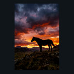 Majestic Horse Silhouette Sunset Poster | Luxury<br><div class="desc">Add elevated western elegance to your space with this majestic horse silhouette sunset poster, designed with dramatic cloud color, scenic mountain depth, and refined equestrian style. The rich contrast and glowing horizon create a premium wall art look that fits beautifully in upscale rustic, lodge, western, and nature-inspired interiors. ...</div>