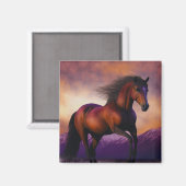 Majestic Horse Stallion Animal Mountain Sunset Magneet (Voorkant / Achterkant)
