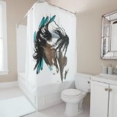 Majestic Horse Turquoise door Bihrle Douchegordijn (In situ)