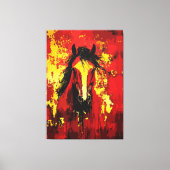 Majestic Horse – Vurige Geest in goud en rood Canvas Afdruk (Voorkant)