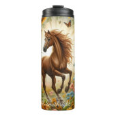 Majestic Horse Zonnebloem Tuin Vlinders Thermosbeker (Voorkant)