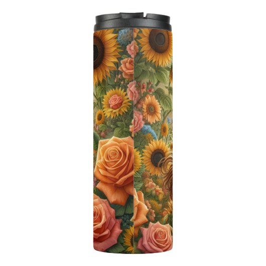 Majestic Horse Zonnebloem Tuin Vlinders Thermosbeker (Achterkant)