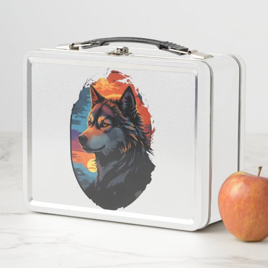 Majestic Husky Tegen Een Zonsondergang Sky Serenit (In situ)