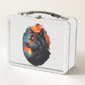 Majestic Husky Tegen Een Zonsondergang Sky Serenit (Voorkant)