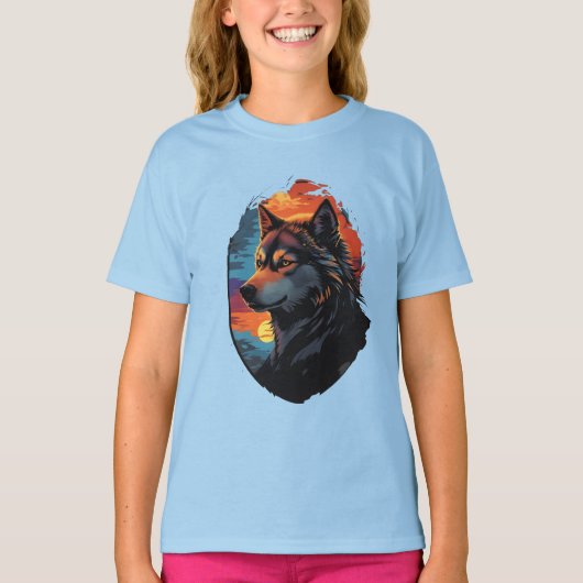 Majestic Husky Tegen Een Zonsondergang Sky Serenit T-shirt (Voorkant)