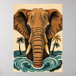 Majestic Island Elephant - Tropische Tusked Giant Poster
