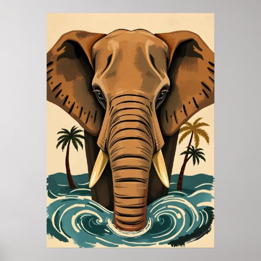 Majestic Island Elephant - Tropische Tusked Giant Poster (Voorkant)