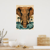 Majestic Island Elephant - Tropische Tusked Giant Poster (Keuken)
