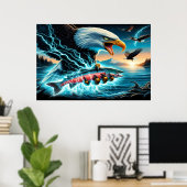 Majestic Jager: Adelaar en Vis Poster (Thuiskantoor)