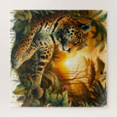 Majestic Jaguar Sunset oerwoud levendige natuur Gi Legpuzzel (Horizontaal)
