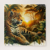 Majestic Jaguar Sunset oerwoud levendige natuur Gi Legpuzzel (Verticaal)