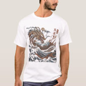 Majestic Japanese Dragon Wave - Mythic Ukiyo-e Art T-shirt (Voorkant)