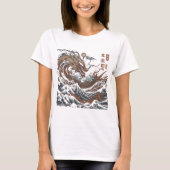 Majestic Japanese Dragon Wave - Mythic Ukiyo-e Art T-shirt (Voorkant)
