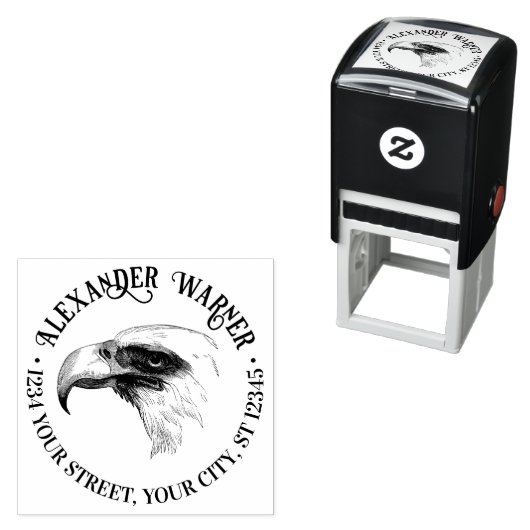 Majestic kale adelaar hoofd naam retour adres #2  zelfinktende stempel (In situ)