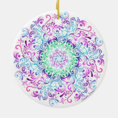 Majestic Kaleidoscope Mandala over White Keramisch Ornament (Achterkant)