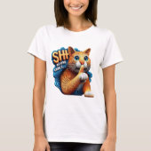 Majestic kat silhouet met shhh niemand geeft t-shirt (Voorkant)