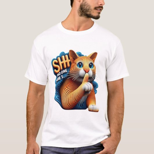 Majestic kat silhouet met shhh niemand geeft t-shirt (Voorkant)