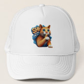 Majestic kat silhouet met shhh niemand geeft trucker pet (Voorkant)