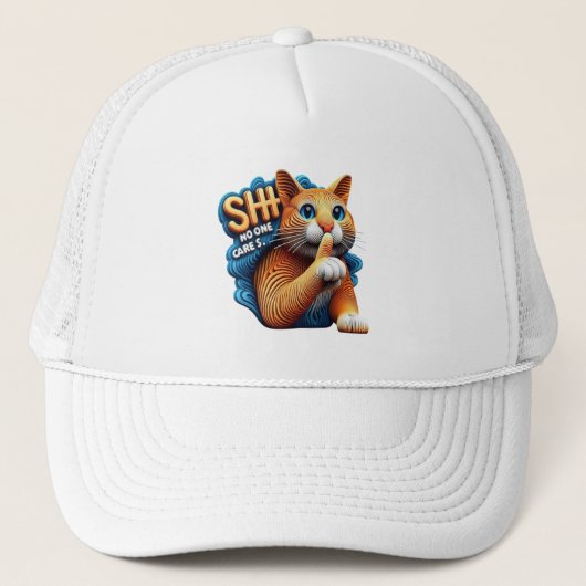Majestic kat silhouet met shhh niemand geeft trucker pet (Voorkant)