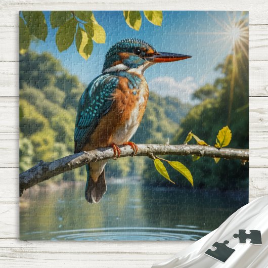 Majestic Kingfisher, Wild Bird bij River in Natuur Legpuzzel