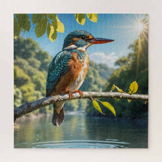 Majestic Kingfisher, Wild Bird bij River in Natuur Legpuzzel (Verticaal)