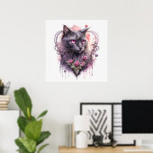 Majestic Kitty Cat Illustratie Poster (Thuiskantoor)