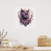 Majestic Kitty Cat Illustratie Poster (Keuken)