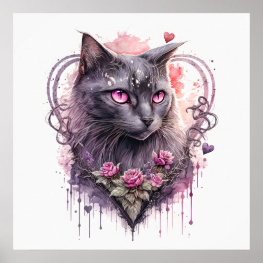 Majestic Kitty Cat Illustratie Poster (Voorkant)