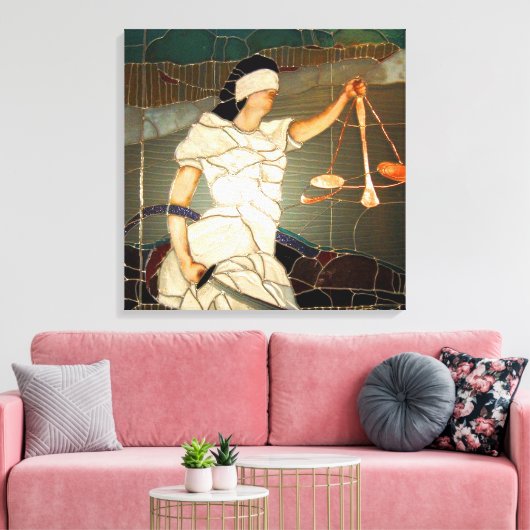 Majestic Lady Justice in Glas in lood Design Canvas Afdruk (Insitu (Woonkamer))