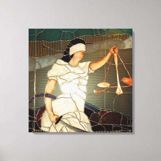 Majestic Lady Justice in Glas in lood Design Canvas Afdruk (Voorkant)