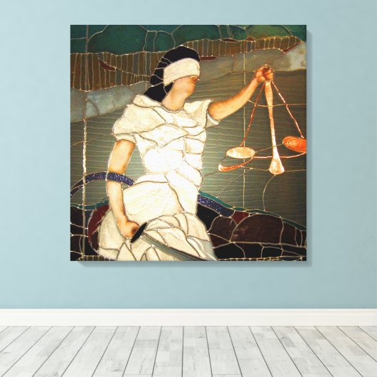 Majestic Lady Justice in Glas in lood Design Canvas Afdruk (Insitu (Houten vloer))