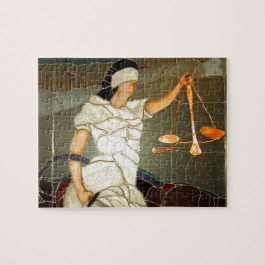 Majestic Lady Justice in Glas in lood Design Legpuzzel (Horizontaal)