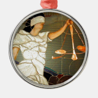 Majestic Lady Justice in Glas in lood Design Metalen Ornament