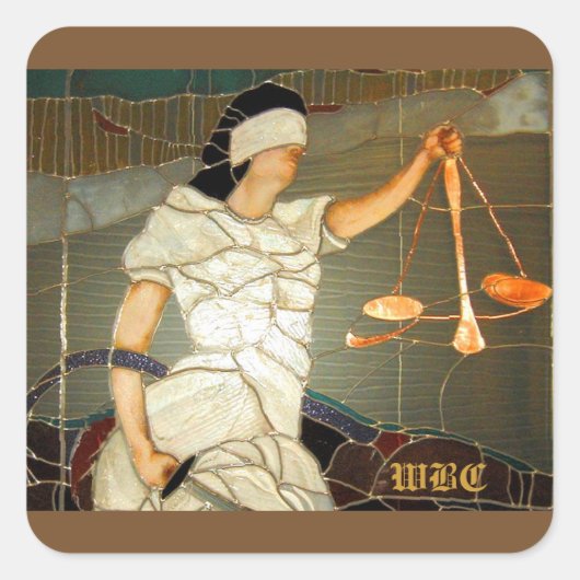 Majestic Lady Justice in Glas in lood Design Vierkante Sticker (Voorkant)