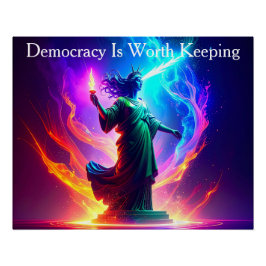 Majestic Lady Liberty Democracy Is Worth Keeping Perfect Poster