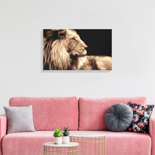 Majestic Leeuw in profiel Canvas Afdruk (Insitu (Woonkamer))