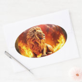 Majestic Leeuw: Koning van het Wilde Ovale Sticker (Envelop)
