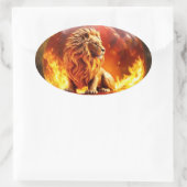 Majestic Leeuw: Koning van het Wilde Ovale Sticker (Tas)