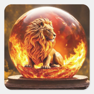 Majestic Leeuw: Koning van het Wilde Vierkante Sticker