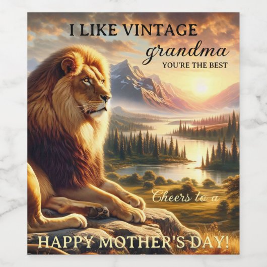 Majestic Leeuw Oma Moederdag Wijn Etiket (Enkel label)