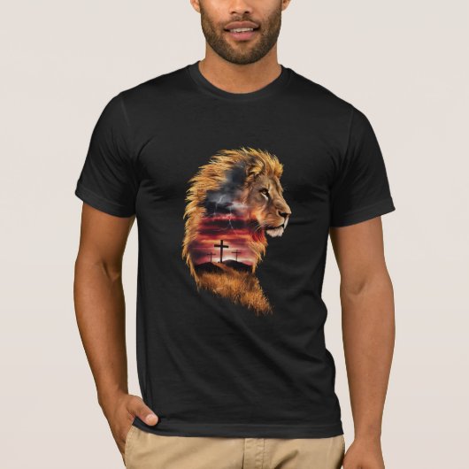 Majestic Leeuw van Juda & Kruisiging (Katoenen T-s T-shirt (Voorkant)